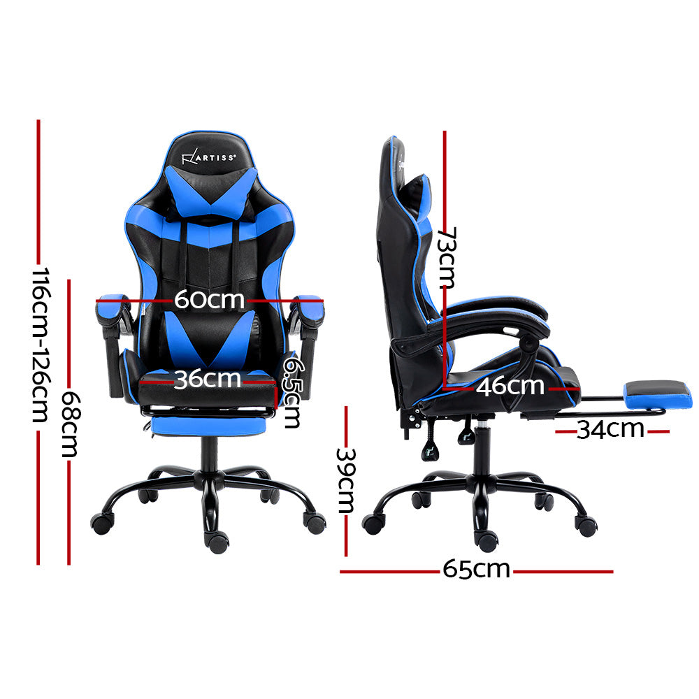 Comfy Gaming Chair with Footrest – Blue – Standard