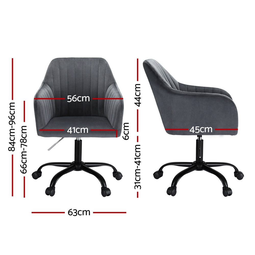 Theron Mid-Back Velvet Office Chair – Dark Grey – Standard