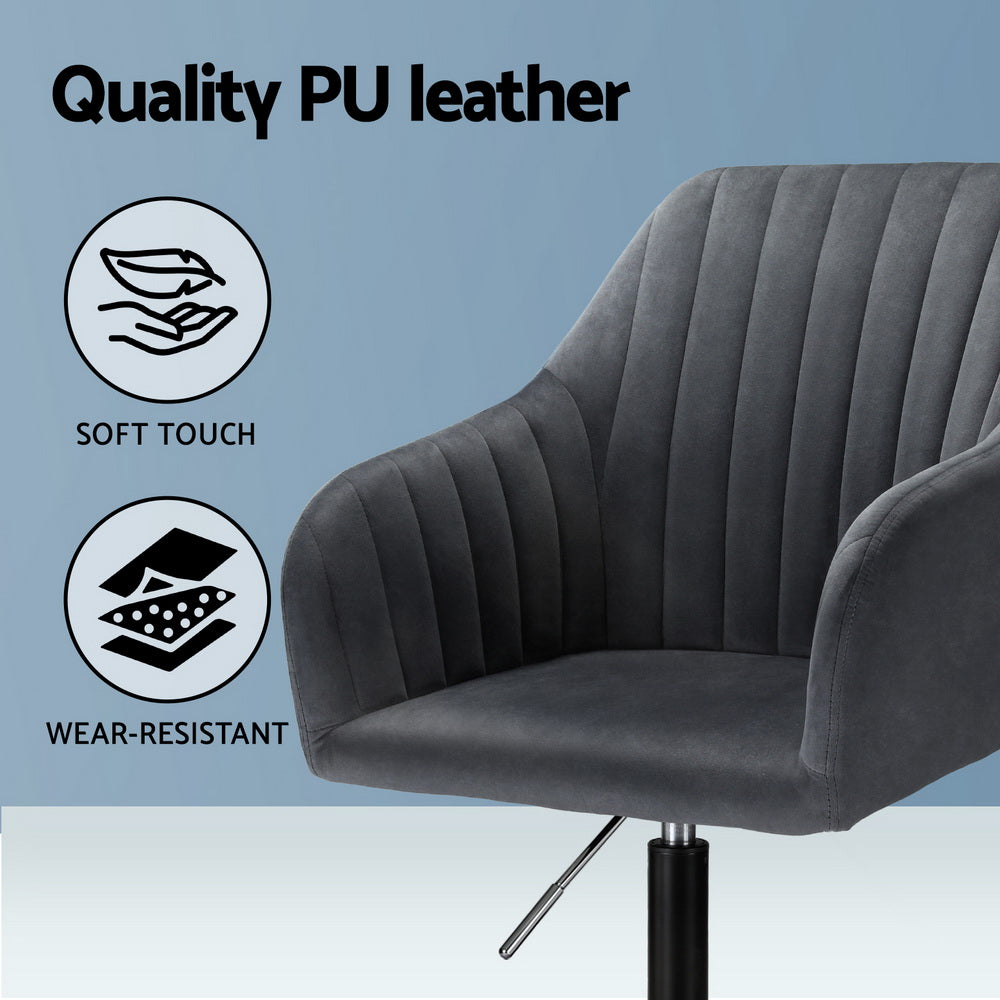 Theron Mid-Back Velvet Office Chair – Dark Grey – Standard