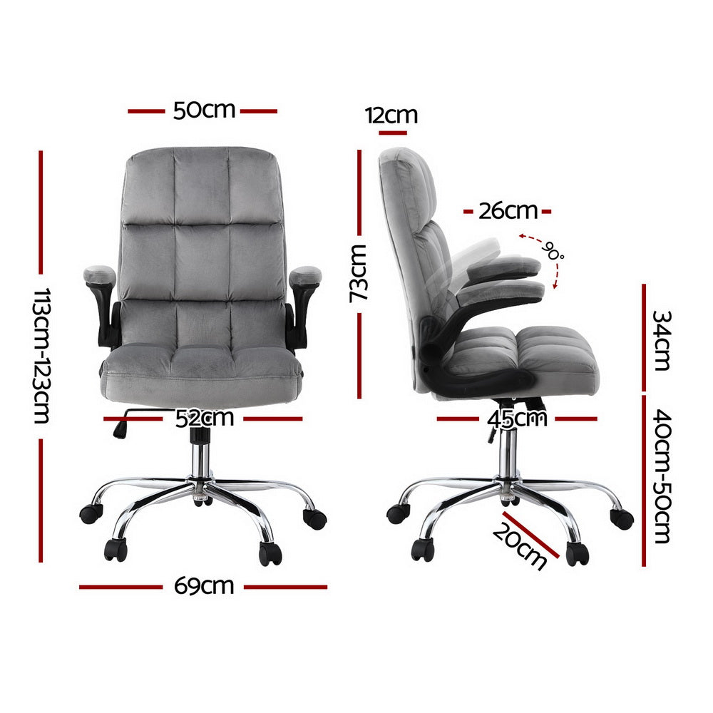 Valdron Velvet Racing Office Chair – Grey – Standard