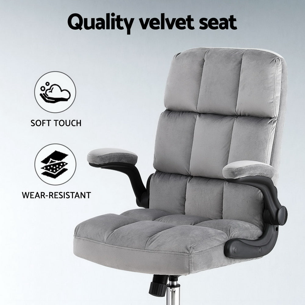 Valdron Velvet Racing Office Chair – Grey – Standard