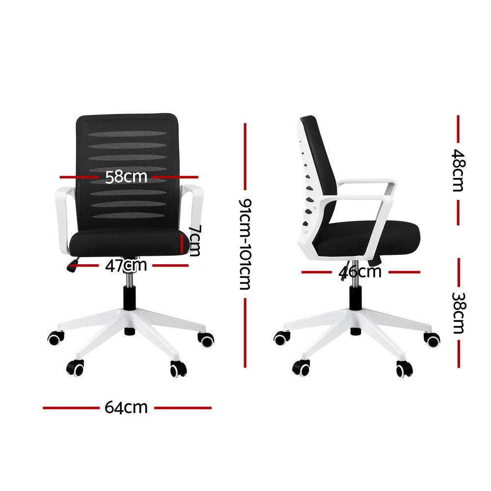 Kairo Ergonomic Mesh Office Chair – Black & White – Mid Back
