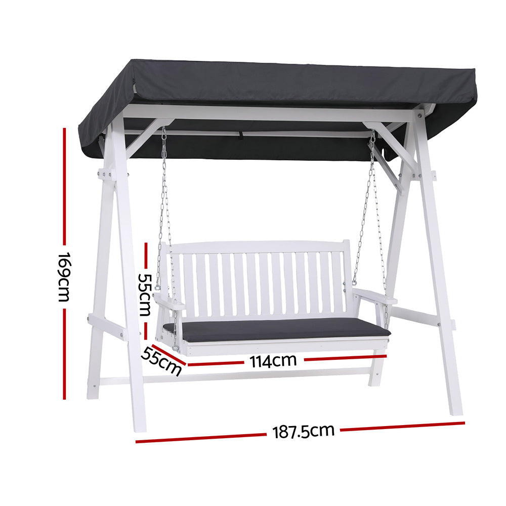 Pavilion Garden Swing with Canopy – White – 3 Seater