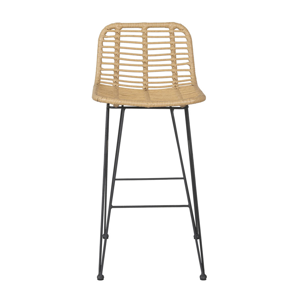 Zara Wicker Bar Stools – Beige – Set of 2