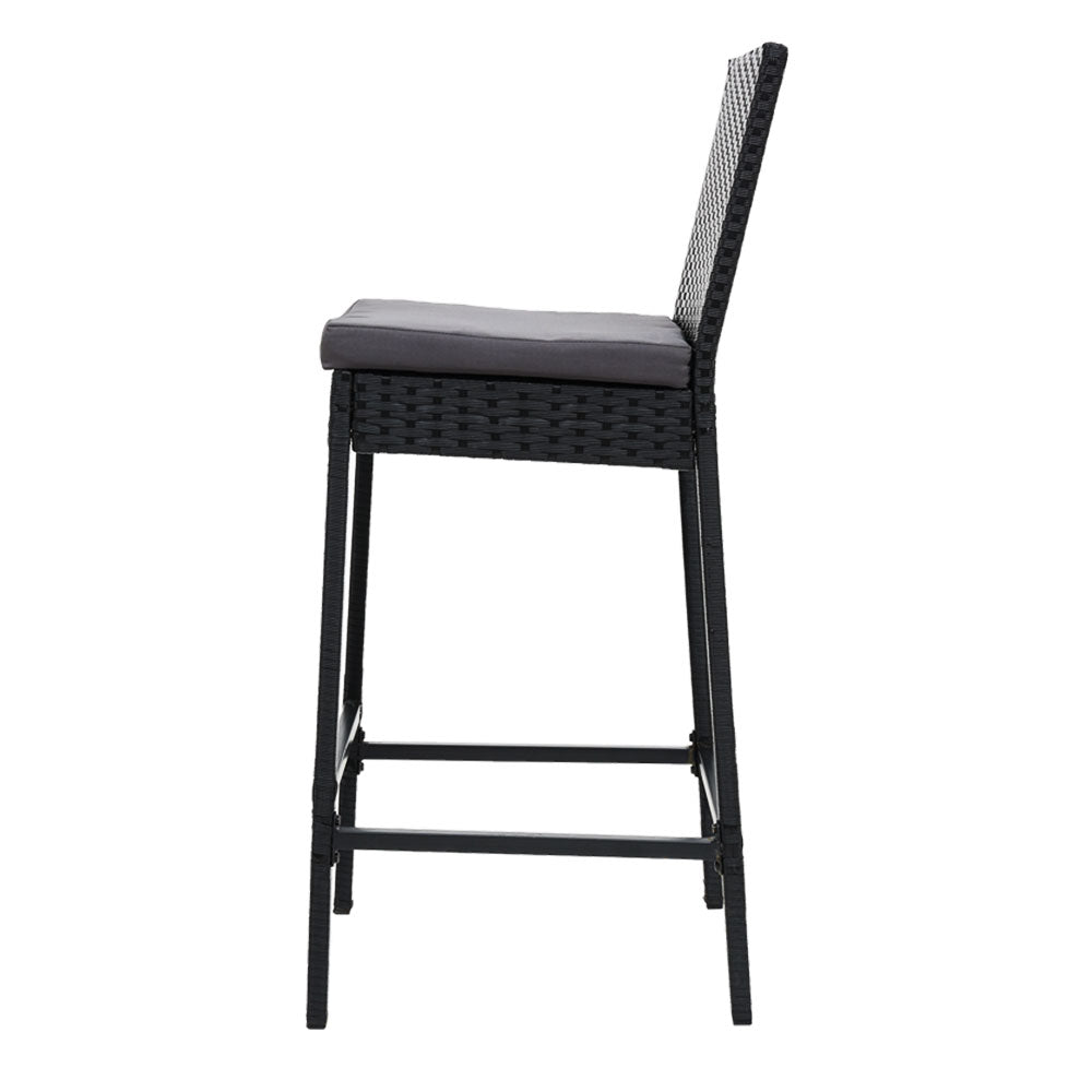 Serano Outdoor Wicker Bar Stools – Black – Set of 4