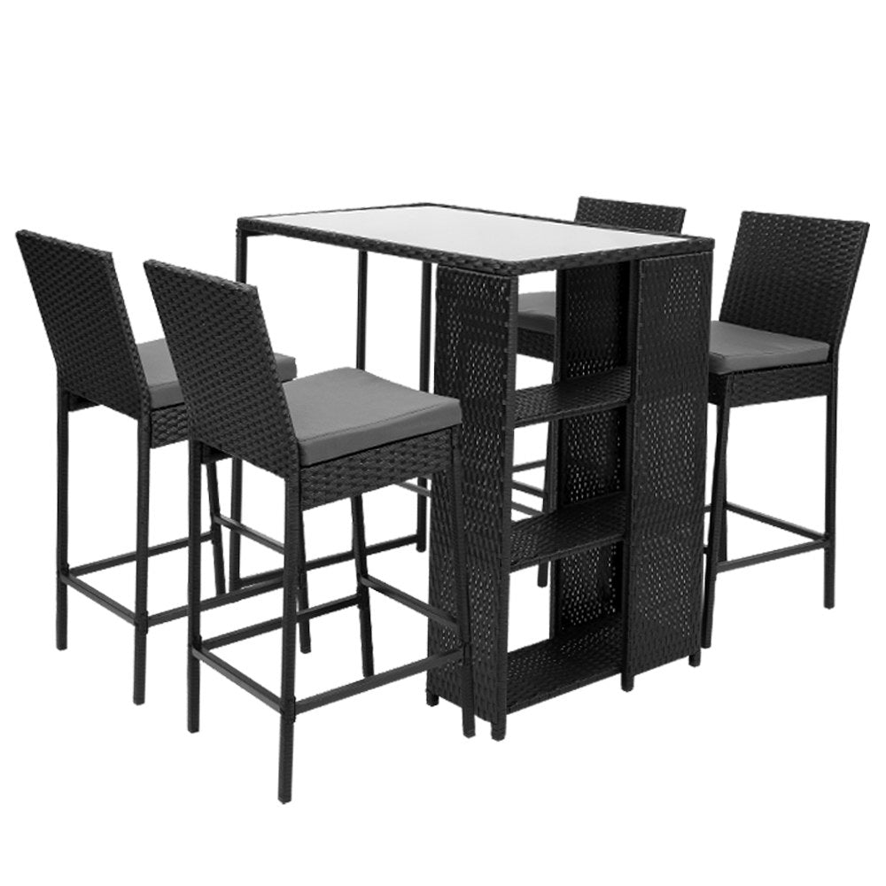 Riviera Outdoor Bar Set – Black – 5 Piece
