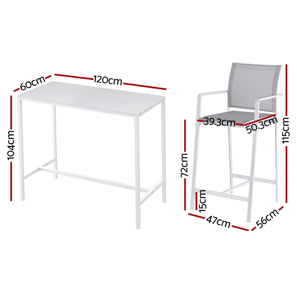 Arlo Outdoor Bar Set – White – 7 Piece