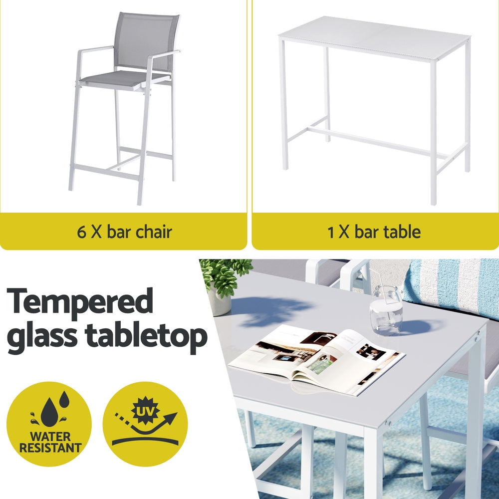 Arlo Outdoor Bar Set – White – 7 Piece