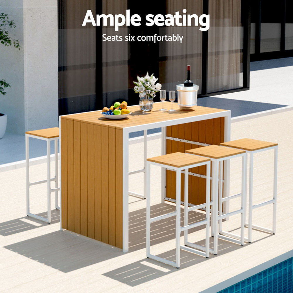 Hudson Outdoor Bar Set – Wood – 7 Piece