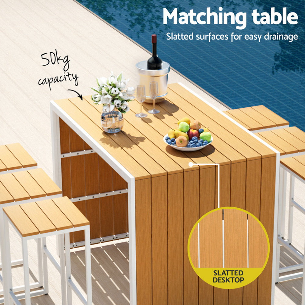 Hudson Outdoor Bar Set – Wood – 7 Piece