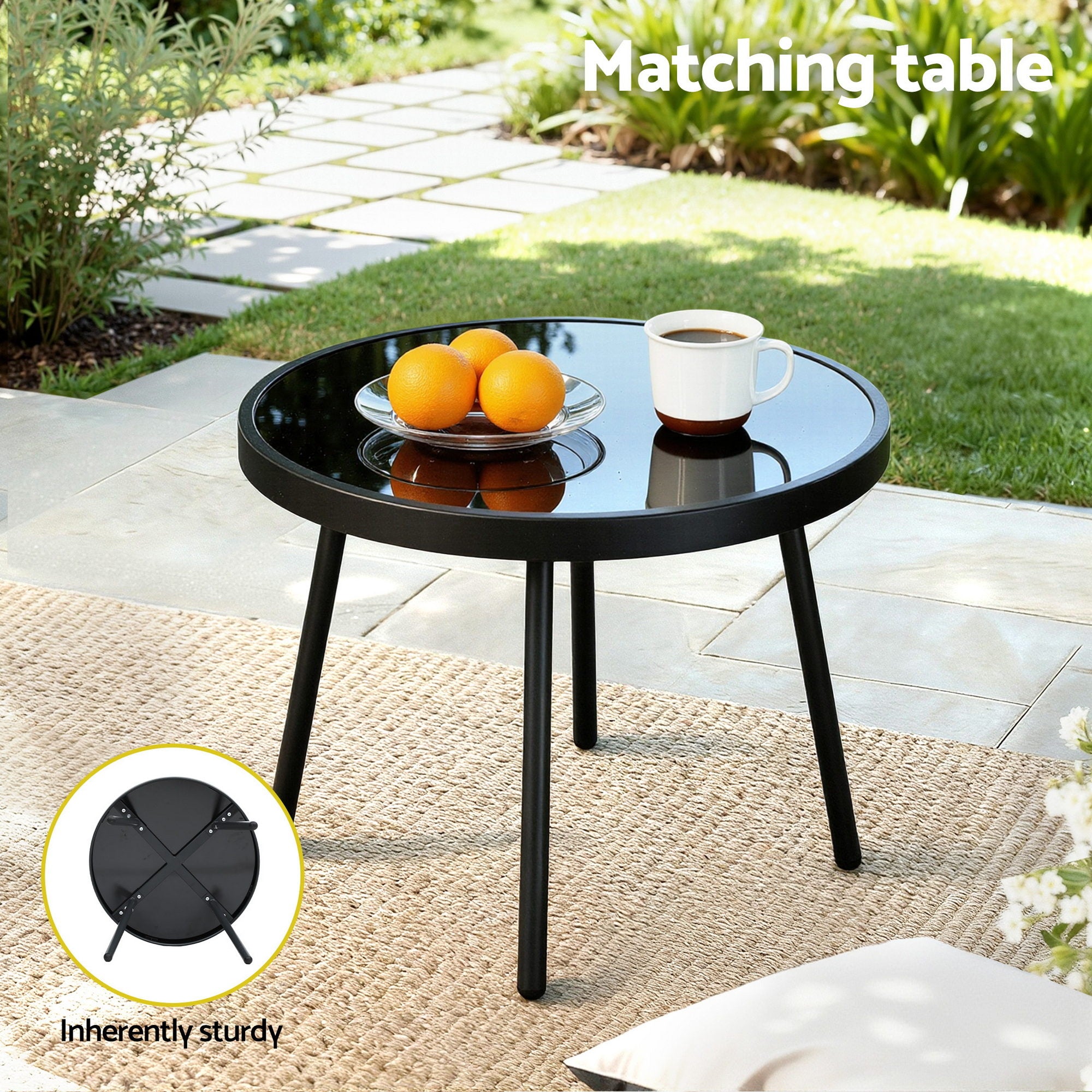 Cove Outdoor Bistro Set – Grey – 3 Piece