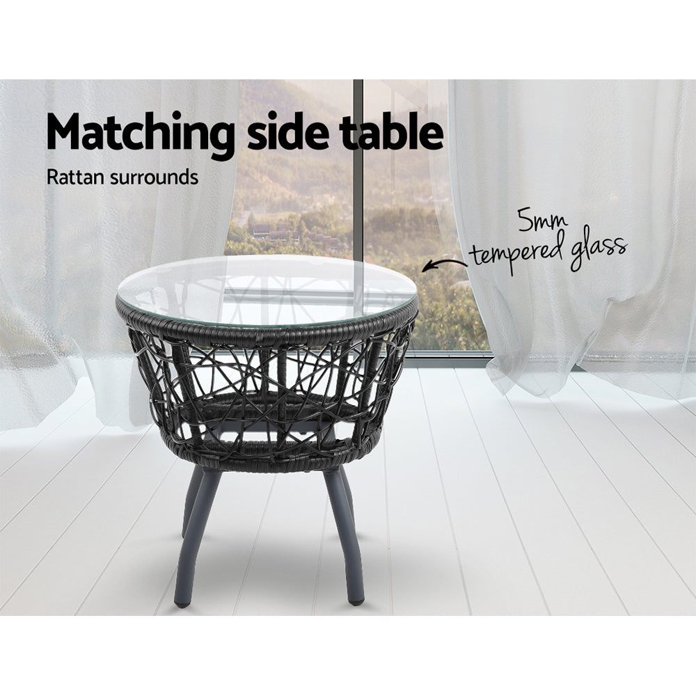 Atlas Outdoor Bistro Set – Black – 3 Piece