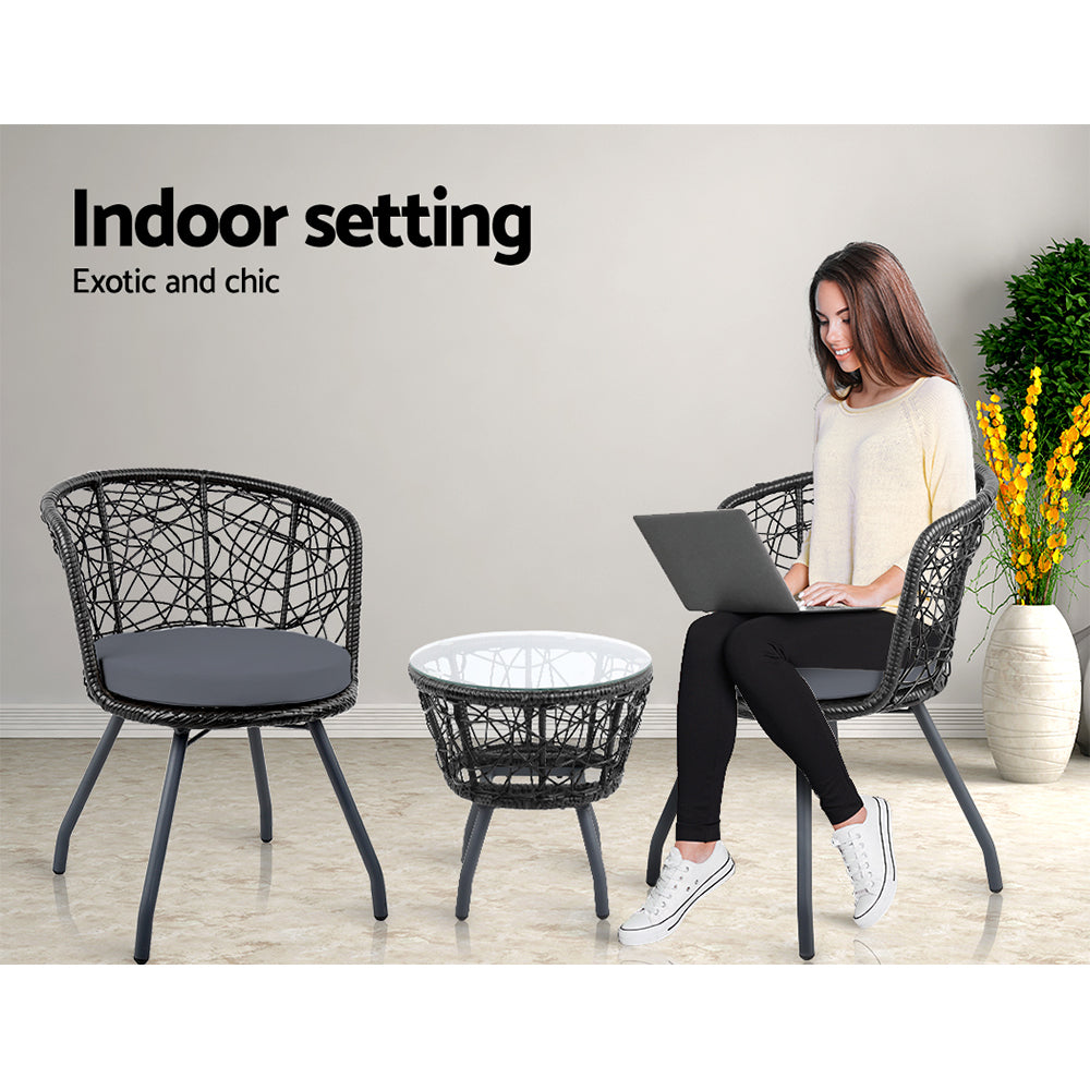 Atlas Outdoor Bistro Set – Black – 3 Piece