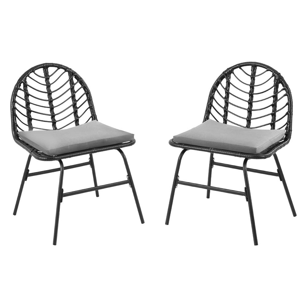 Nova Wicker Outdoor Chairs – Black – Set of 2