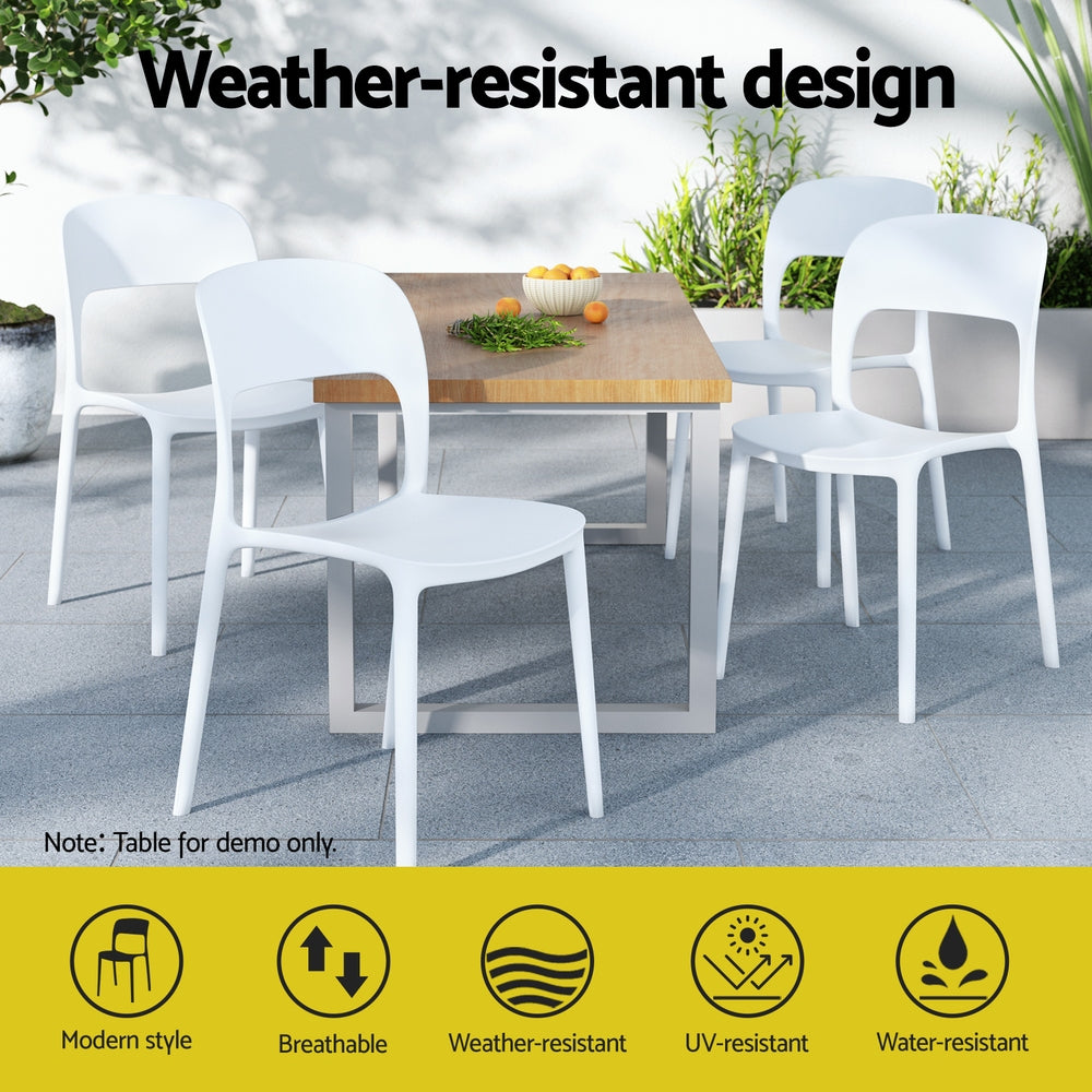 Lysander Stackable Outdoor Chairs – White – Set of 4