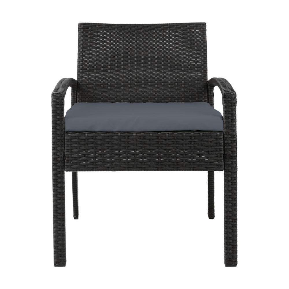 Haven Outdoor Dining Chairs – Black & Grey – Set of 2