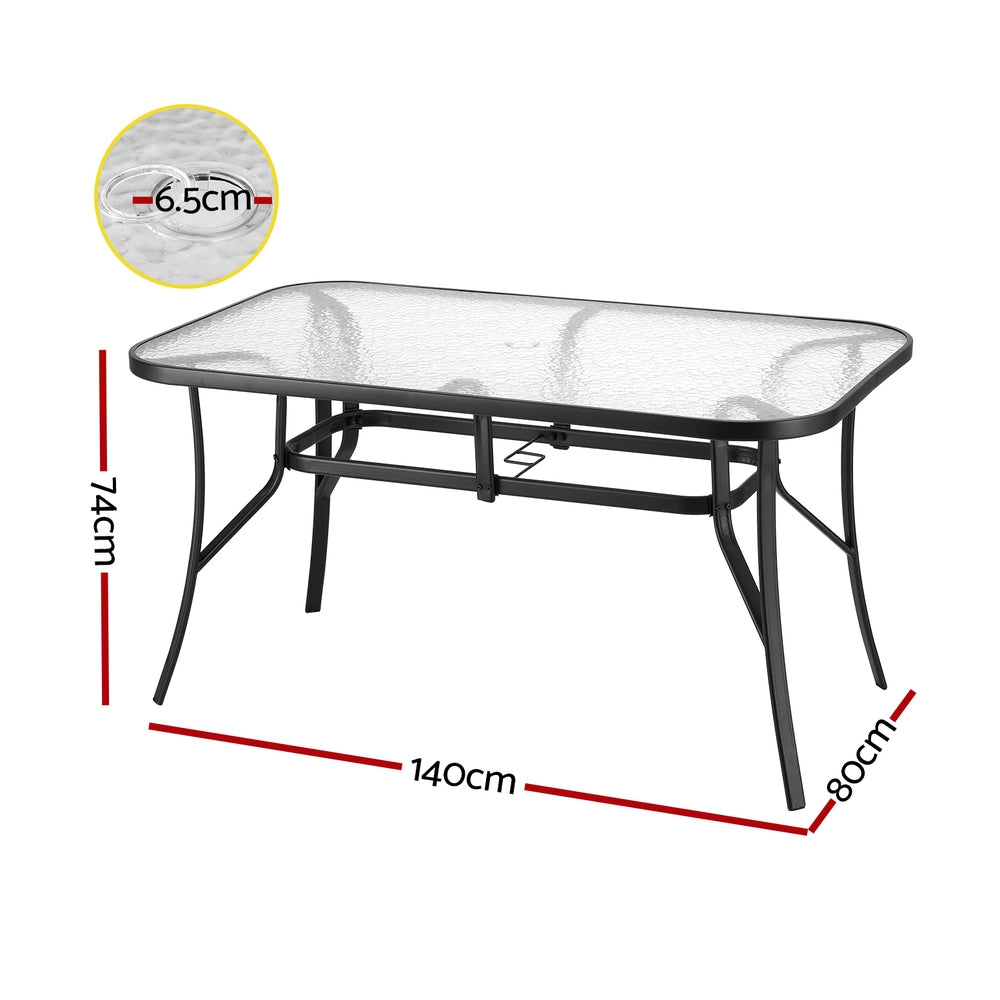 Linden Outdoor Dining Table – Black – 140 cm