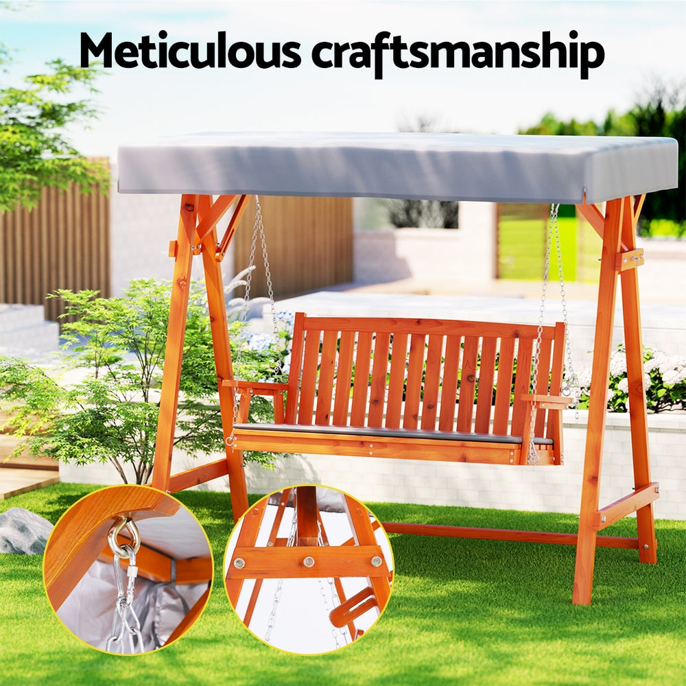 Alderon Garden Swing Chair – Teak – 3 Seater