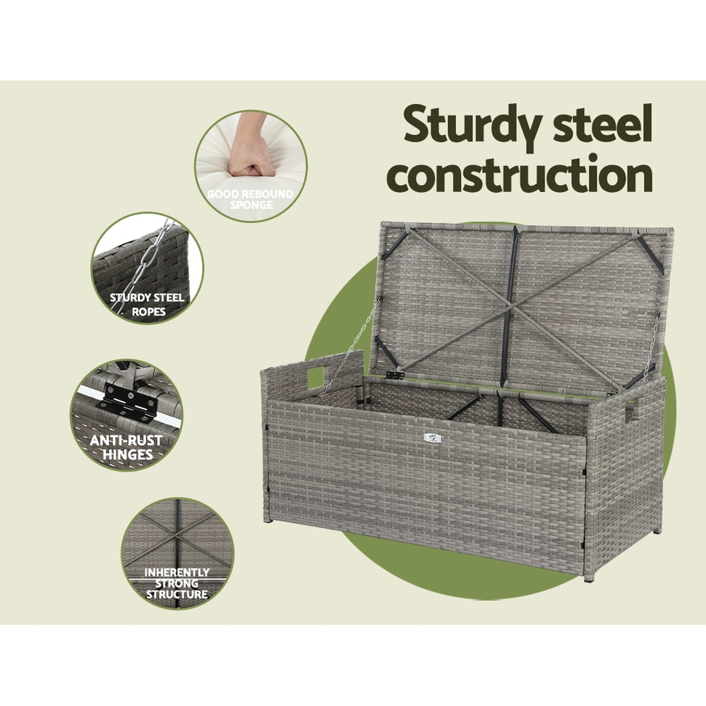 Santara Wicker Storage Bench – Grey – 102L