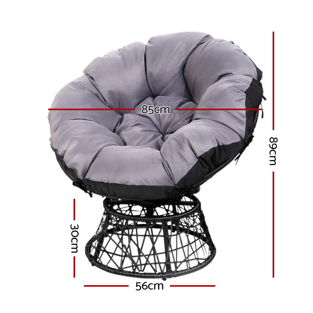 Santorini Papasan Lounge Set – Black – 3 Piece