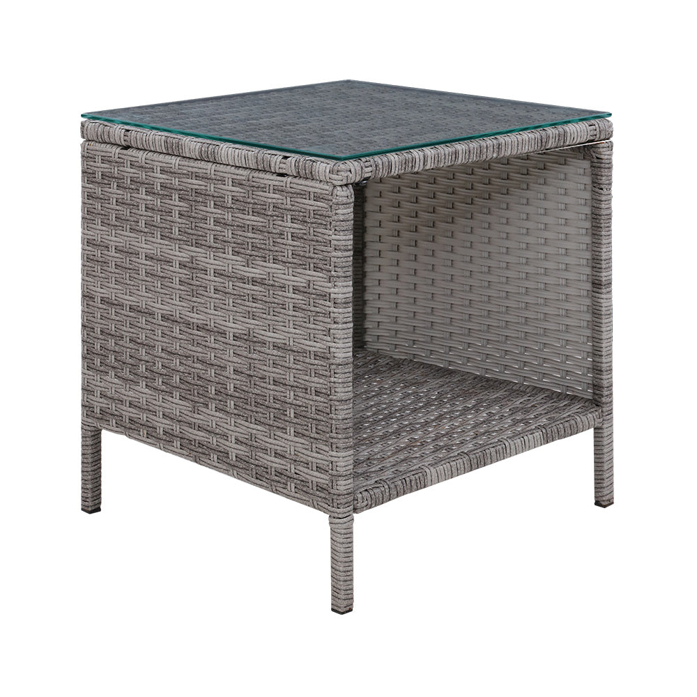 Malexa Rattan Side Table – Grey – 40 cm