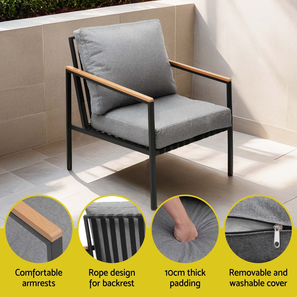 Cordova Outdoor Sofa Set – Black – 4 Piece