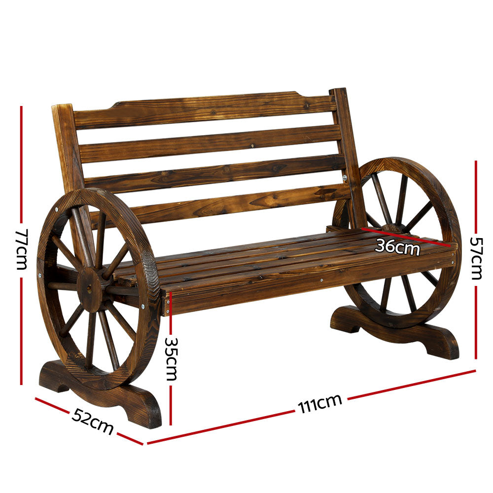 Frontier Wooden Wagon Chair – Brown – 2 Seater