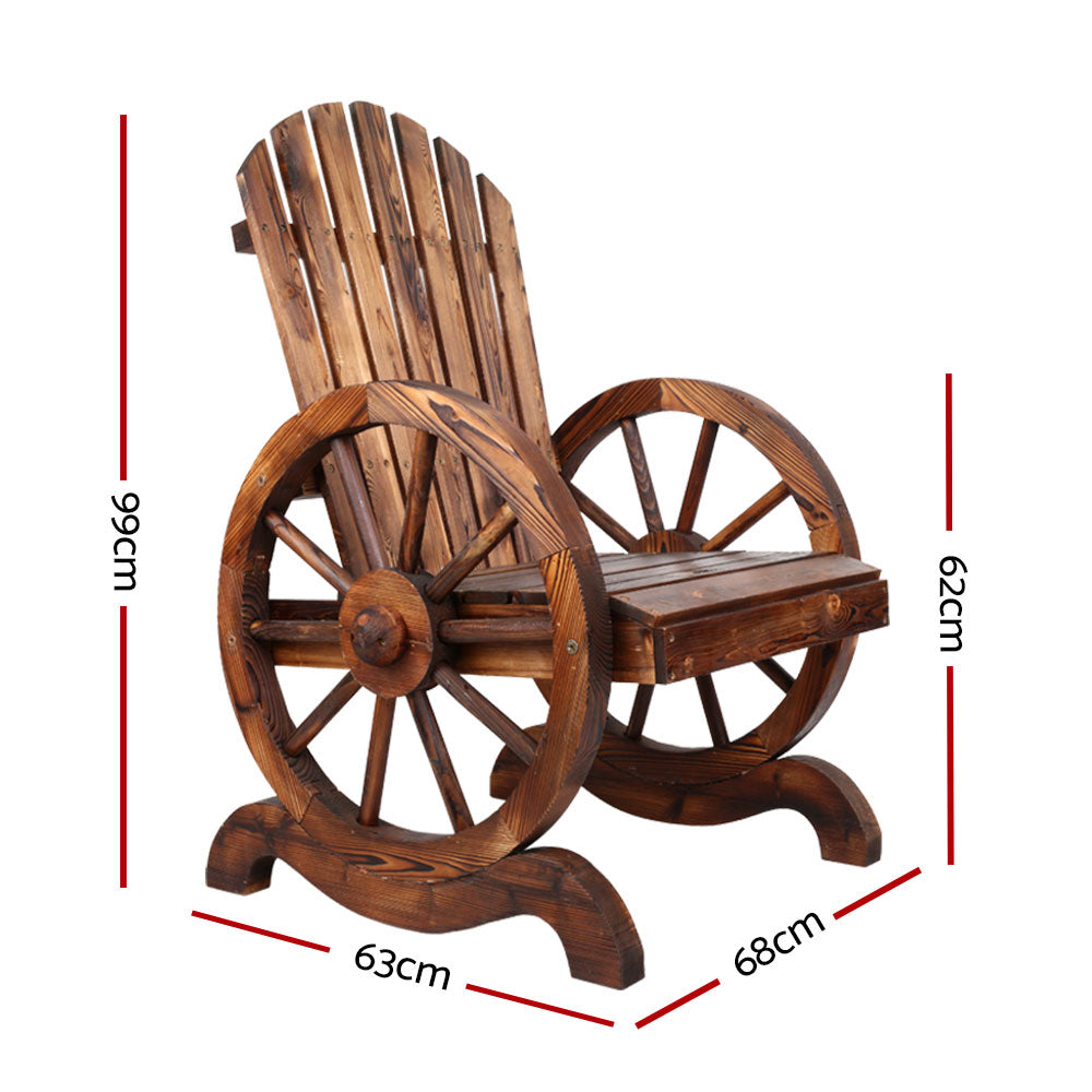 Rustica Wagon Wheel Garden Chair – Brown – Single