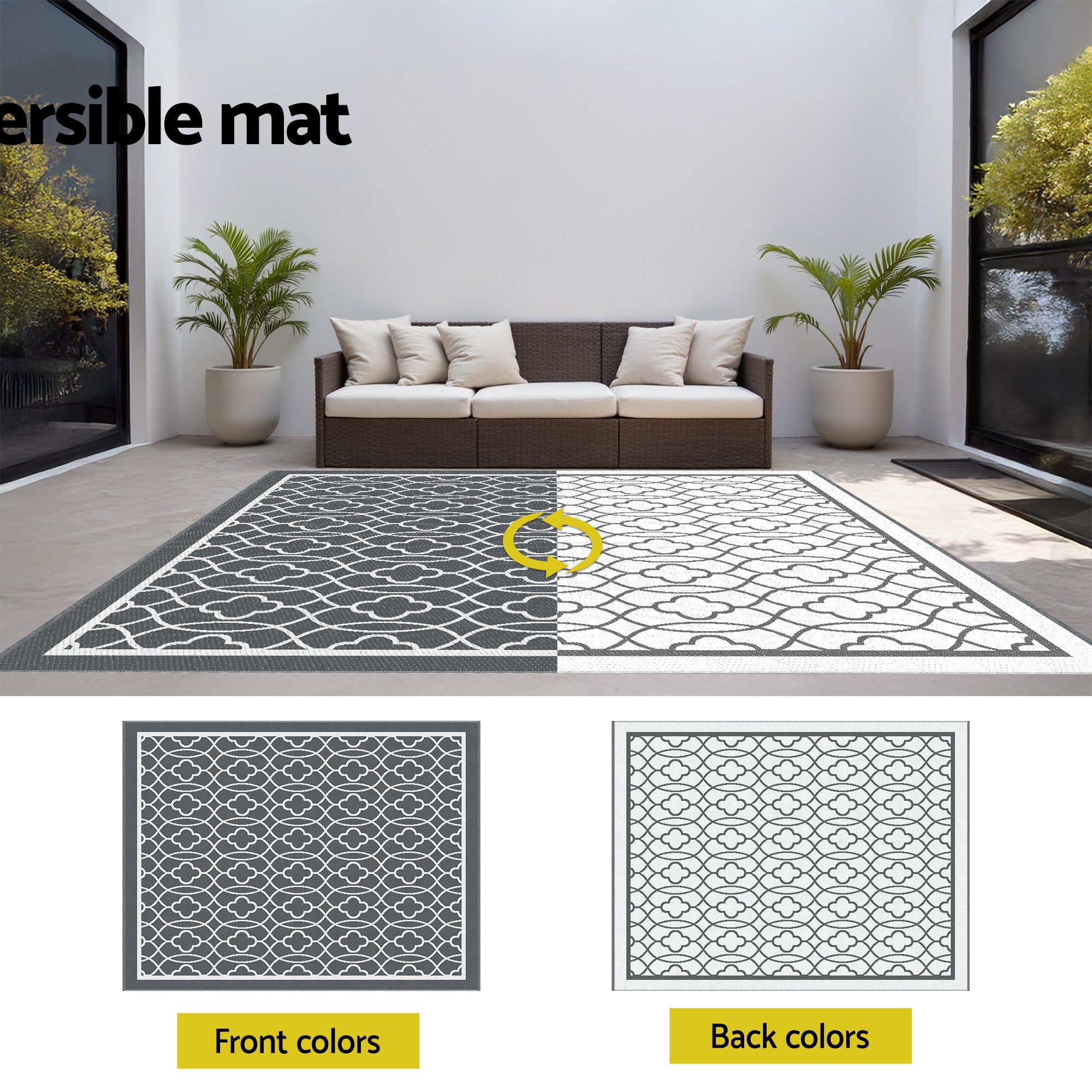 Hudson Outdoor Area Rug – Grey – Large