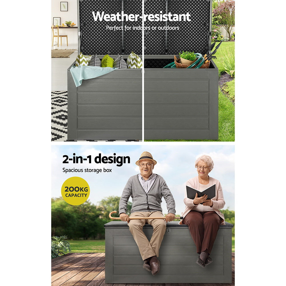 Ashton Outdoor Storage Box – Grey & Black – 680L