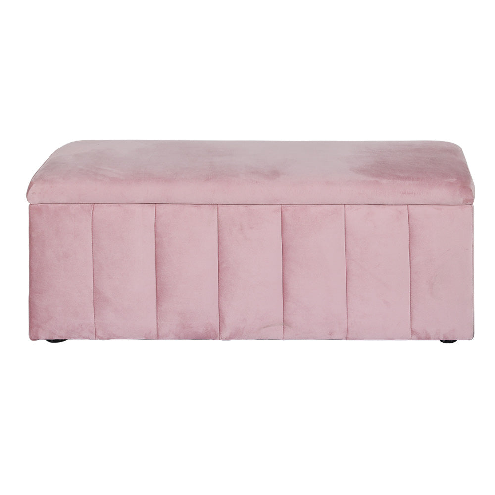 Denton Velvet Storage Ottoman – Pink – 103 cm