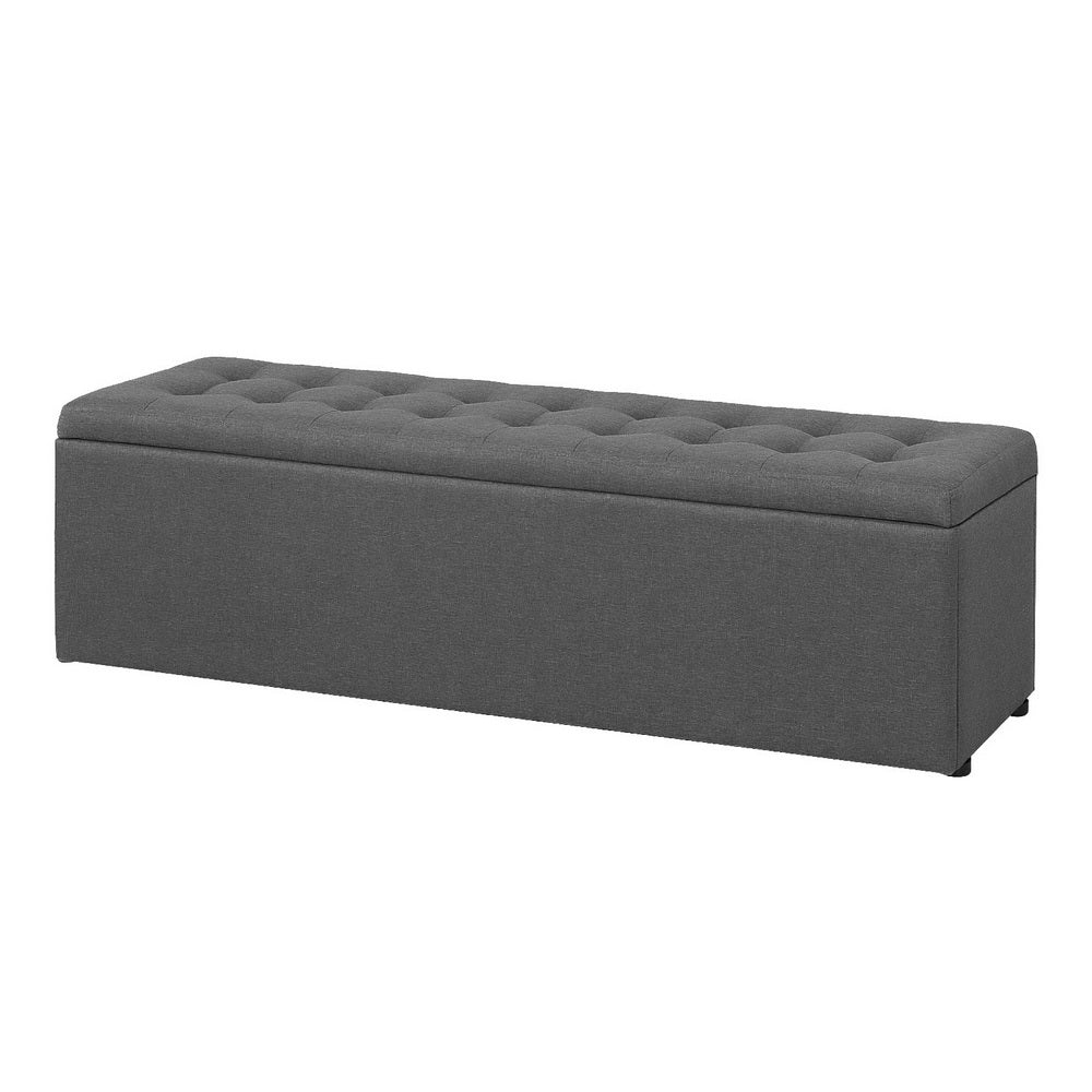 Haxton Linen Storage Ottoman – Dark Grey – 140 cm
