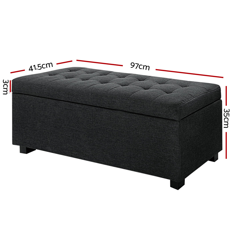 Baxter Storage Ottoman – Charcoal – 97 cm