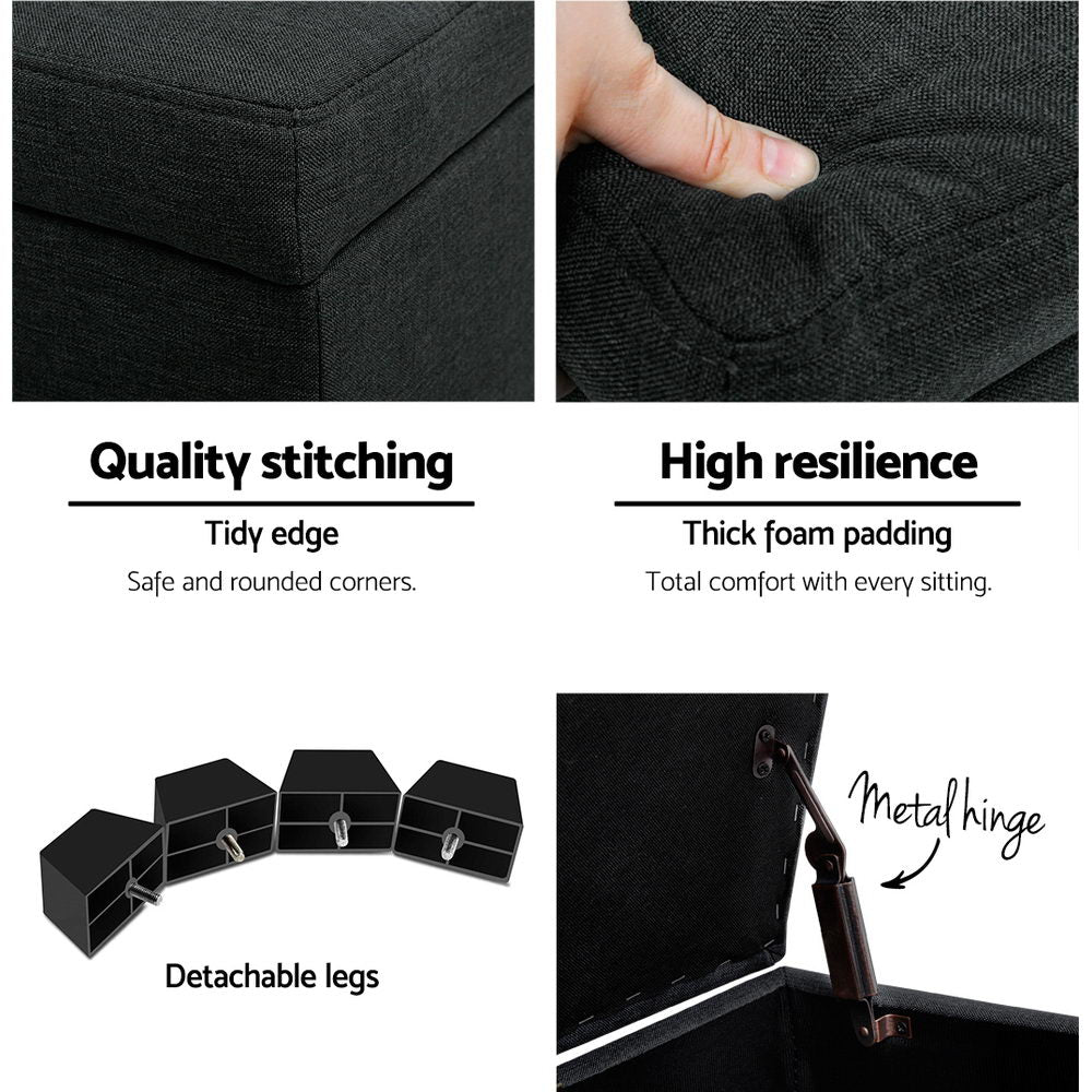 Baxter Storage Ottoman – Charcoal – 97 cm