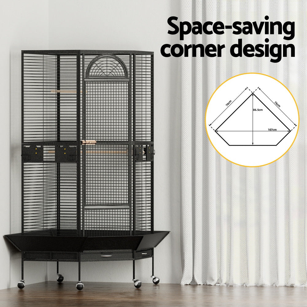 Meridian Corner Bird Cage – Black – 161 cm