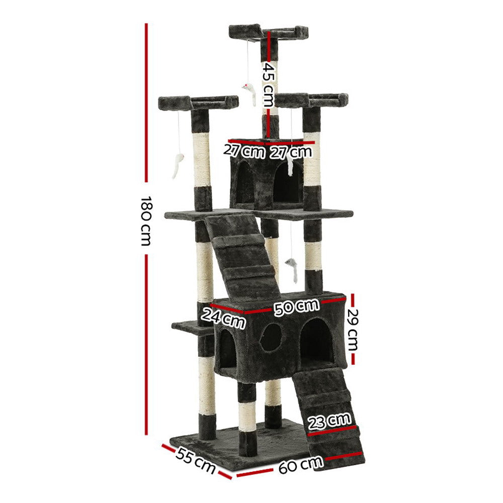 Skyline Cat Tree Tower – Grey – 180 cm