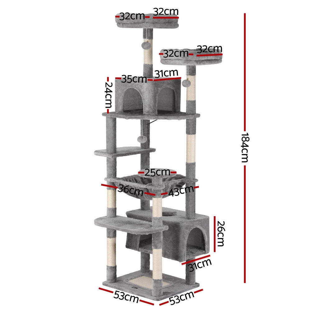 Celina Cat Tree Tower – Light Grey – 184 cm