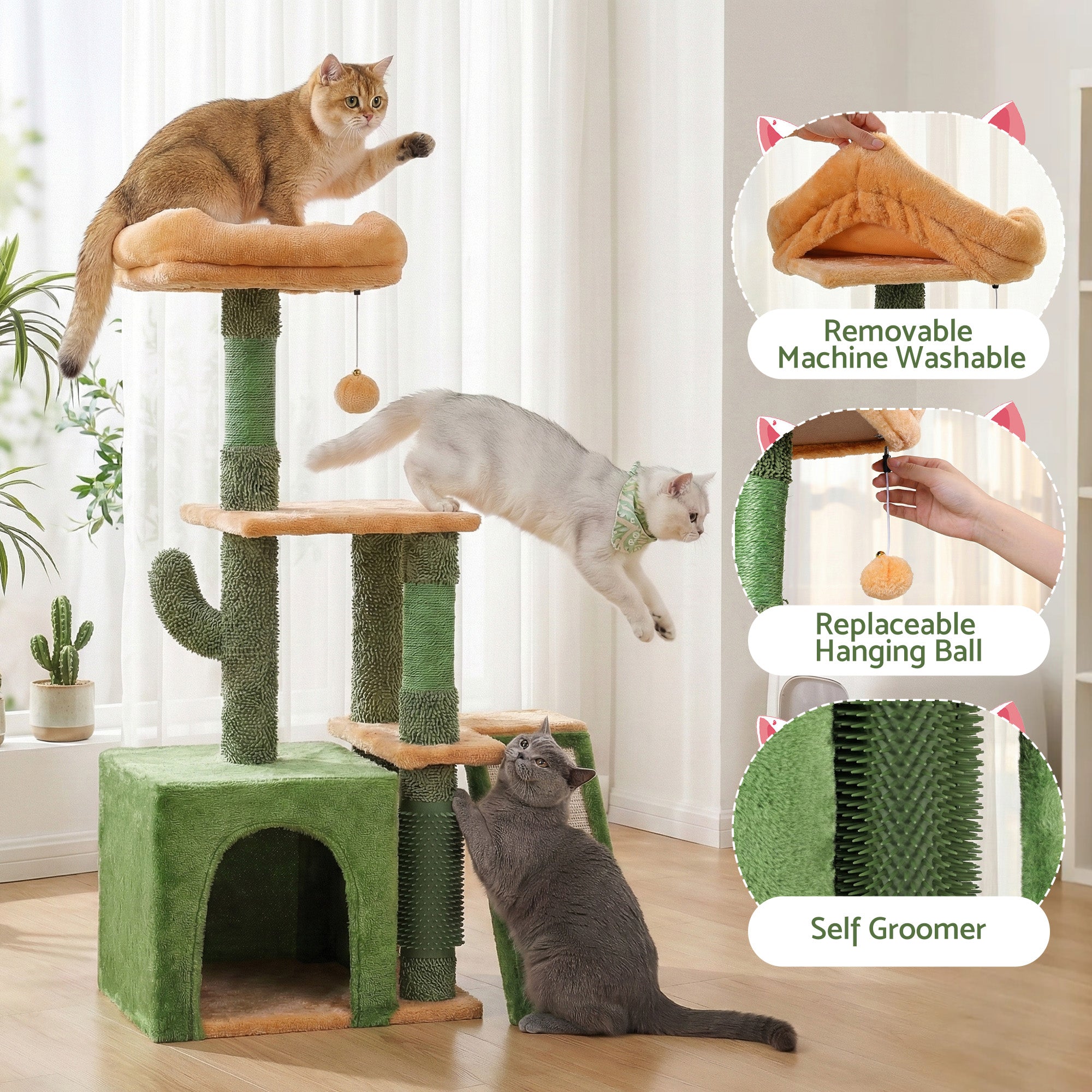 Cypress Cat Tree Tower – Green – 101 cm