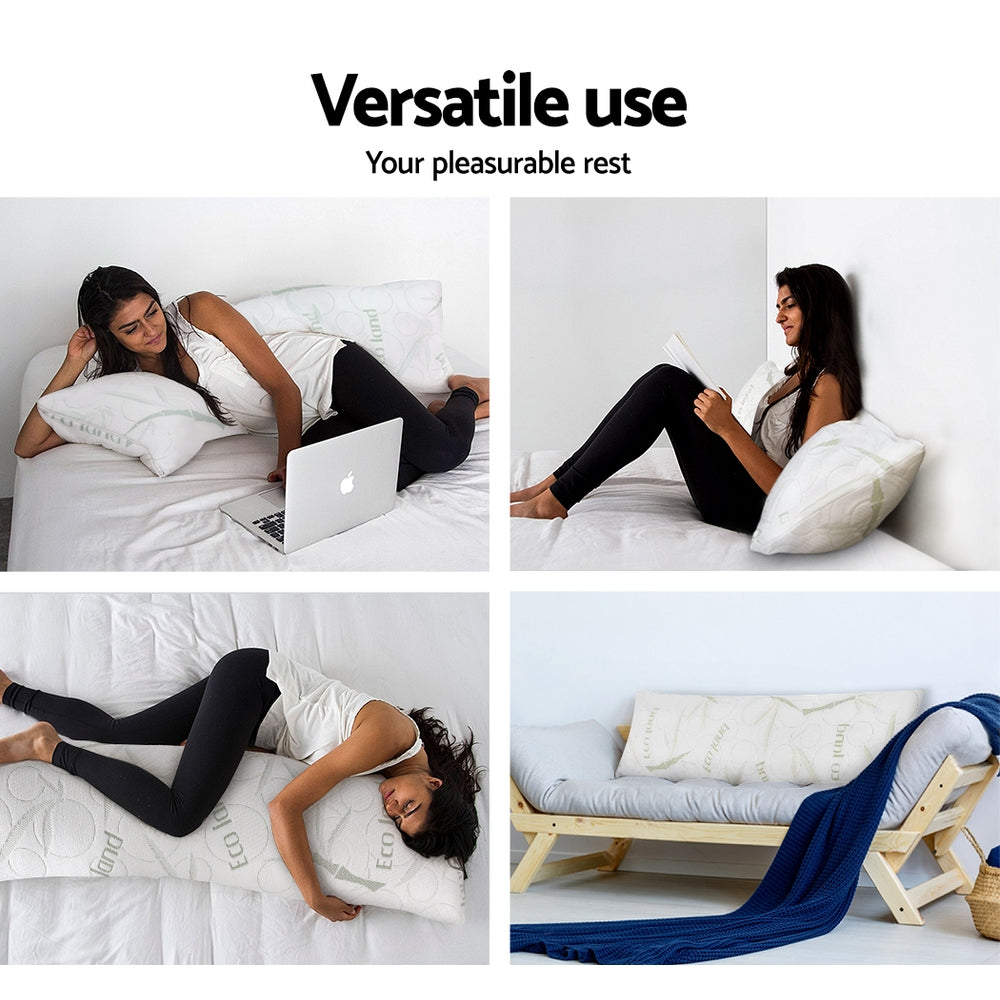 Bamboo Body Support Pillow – White – Full Length
