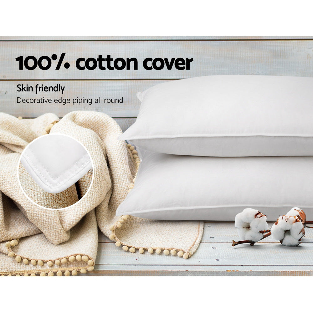 Avalon Goose Feather Pillows – White – Set of 2