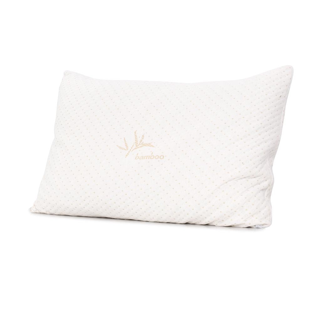 Serano Memory Foam Pillow with Bamboo Cover – White – Set of 2