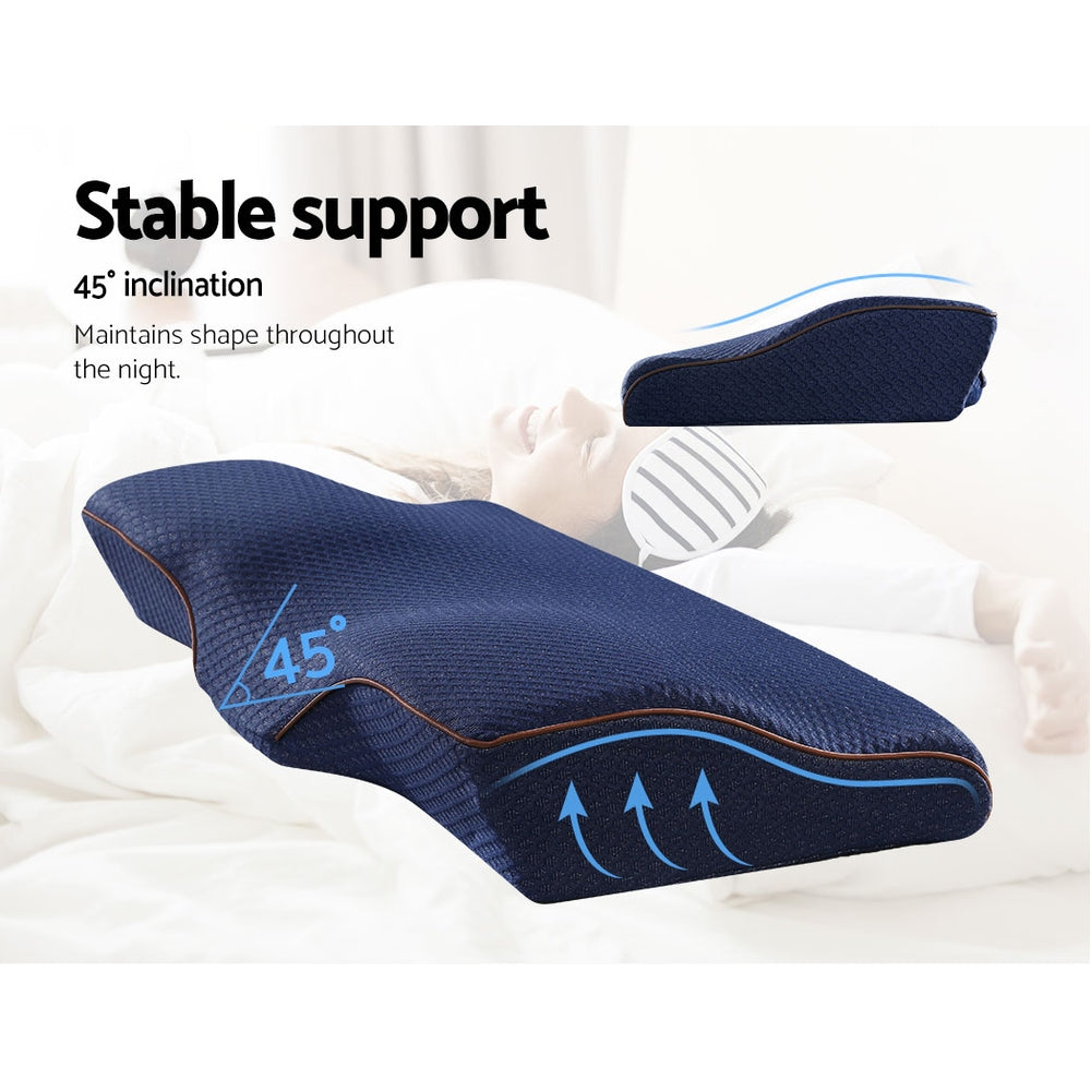 Nara Memory Foam Contour Pillow – Blue – Standard