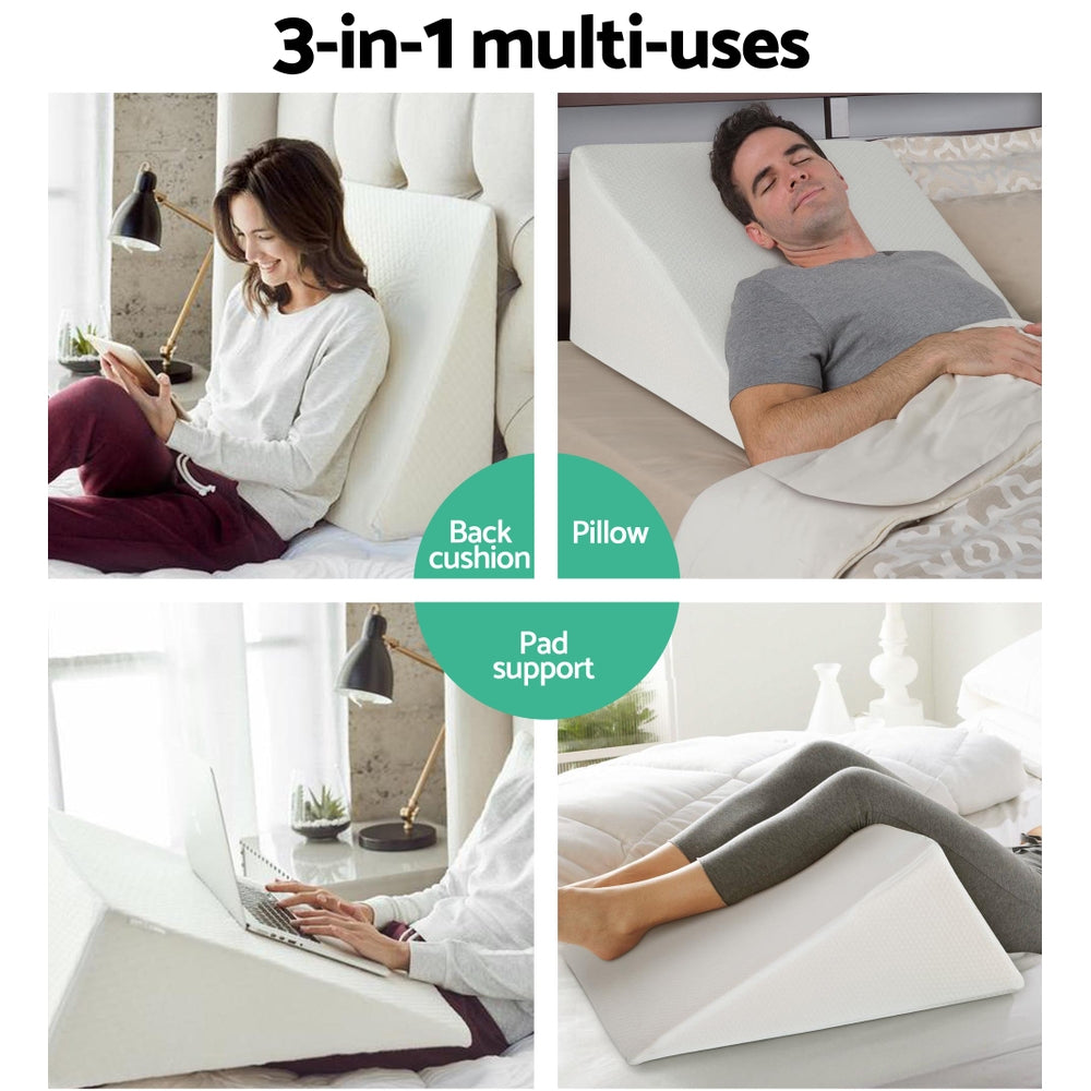 Wellness Memory Foam Wedge Pillows – Beige – Set of 2