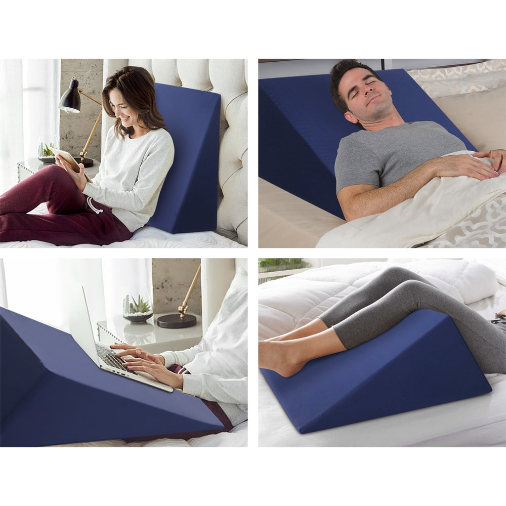 Support Memory Foam Wedge Pillows – Blue – Set of 2