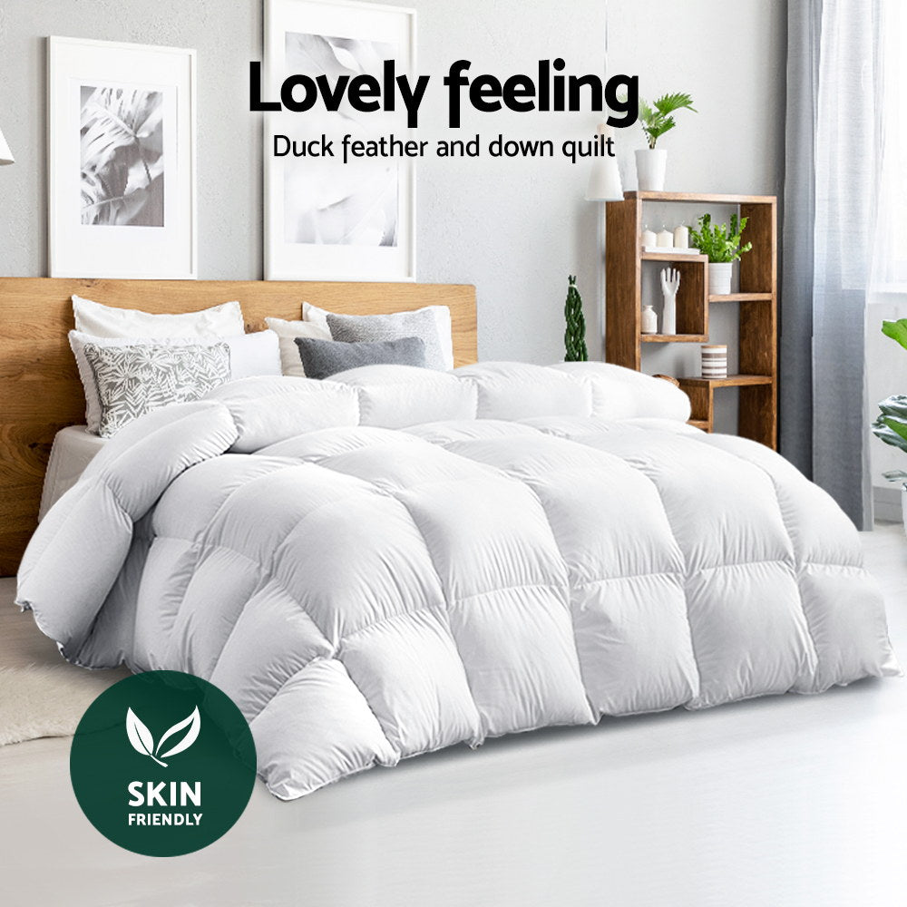 Ashton Duck Down Feather Quilt – White – Double