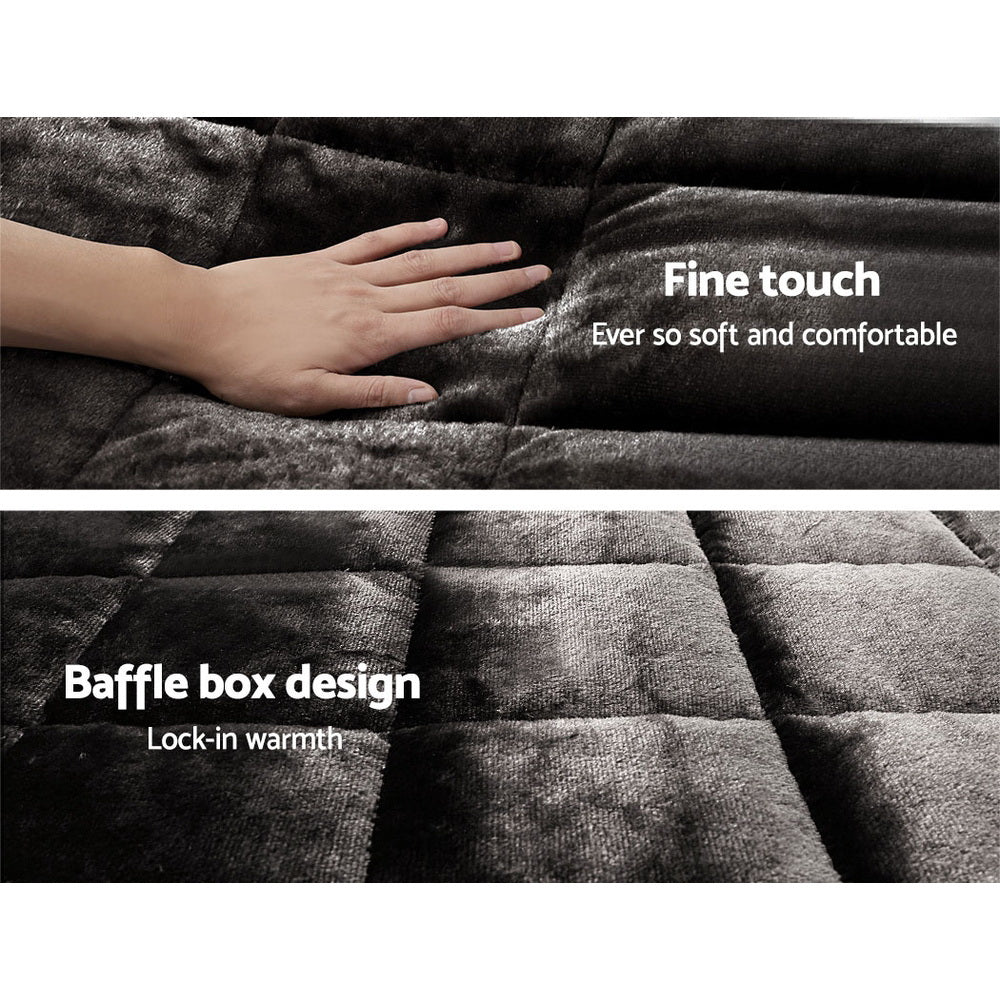 Halston Faux Mink Quilt – Charcoal – King