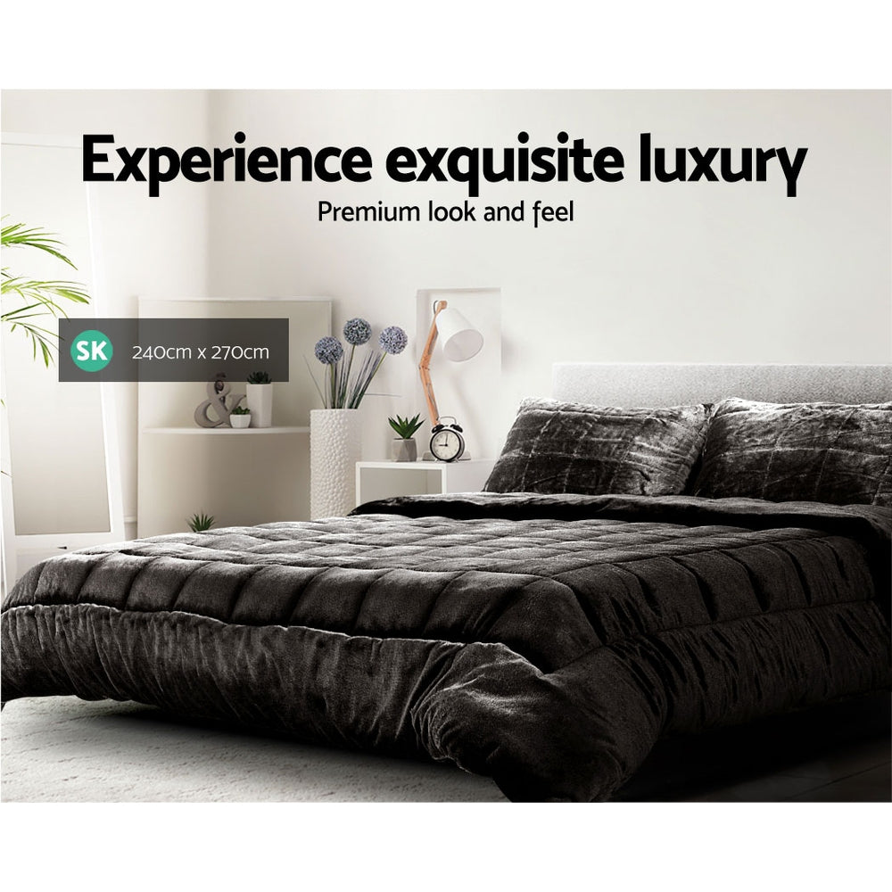 Luxora Faux Mink Quilt – Charcoal – King