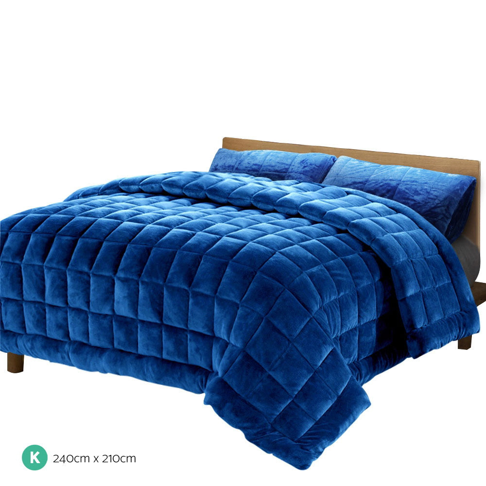 Halston Faux Mink Quilt – Blue – King