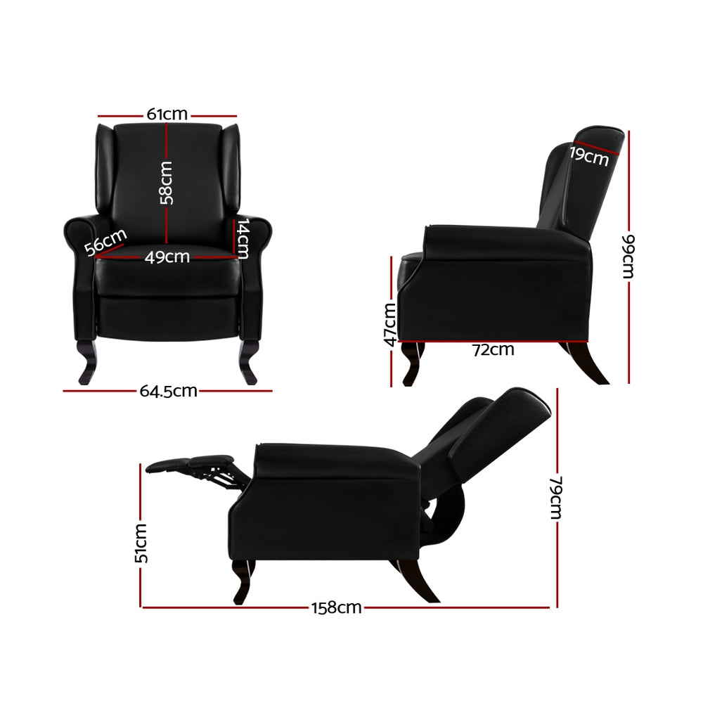 Alderon Faux Leather Recliner Armchair – Black