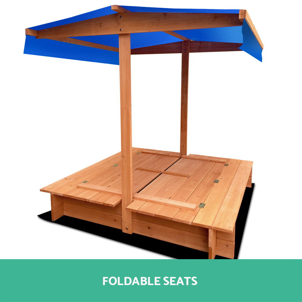 Mira Wooden Sandbox with Canopy – Natural – 120 cm